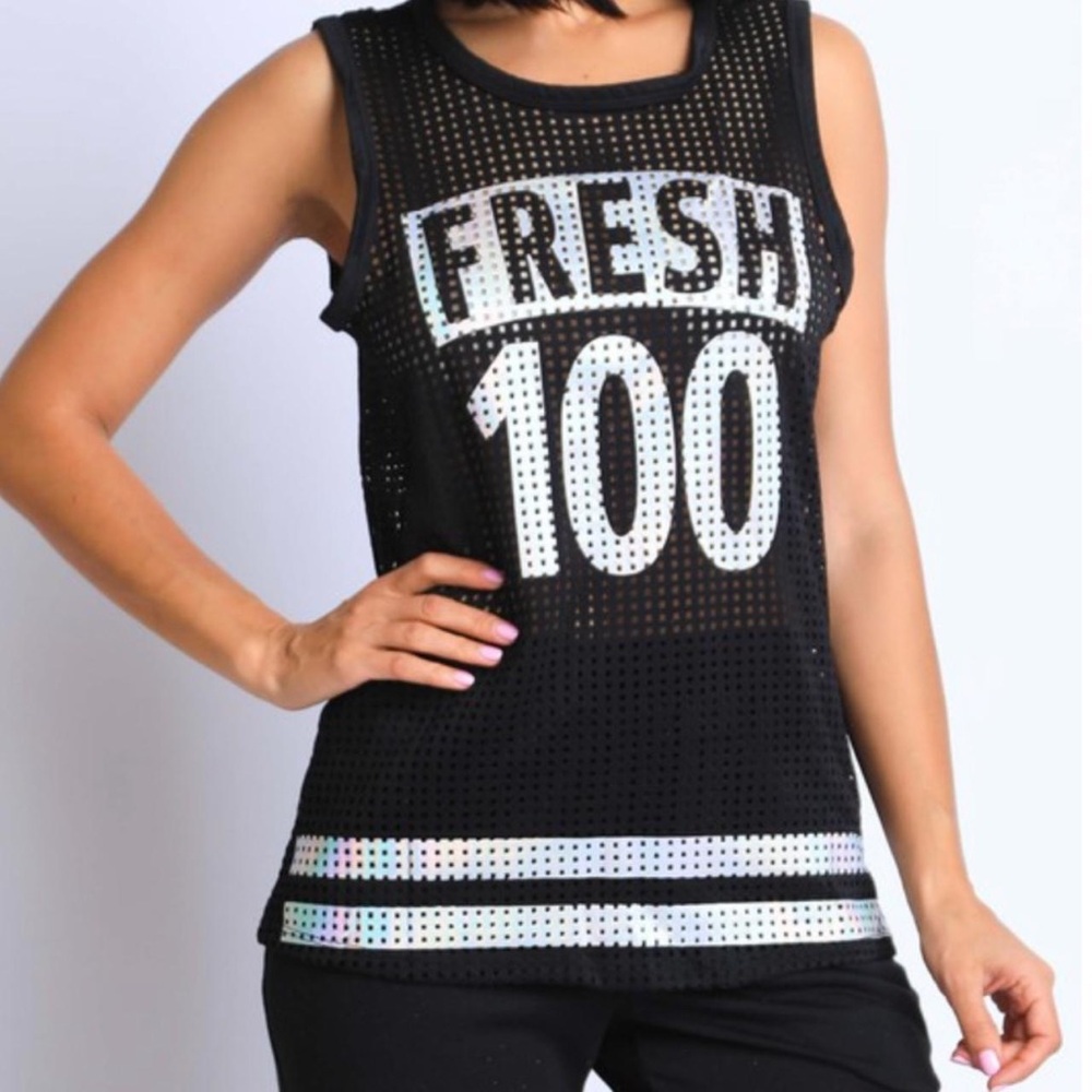 RUE21 FRESH 100 MESH JERSEY TANK - BLACK MULTI SIZES (NEW WITH TAGS) A15